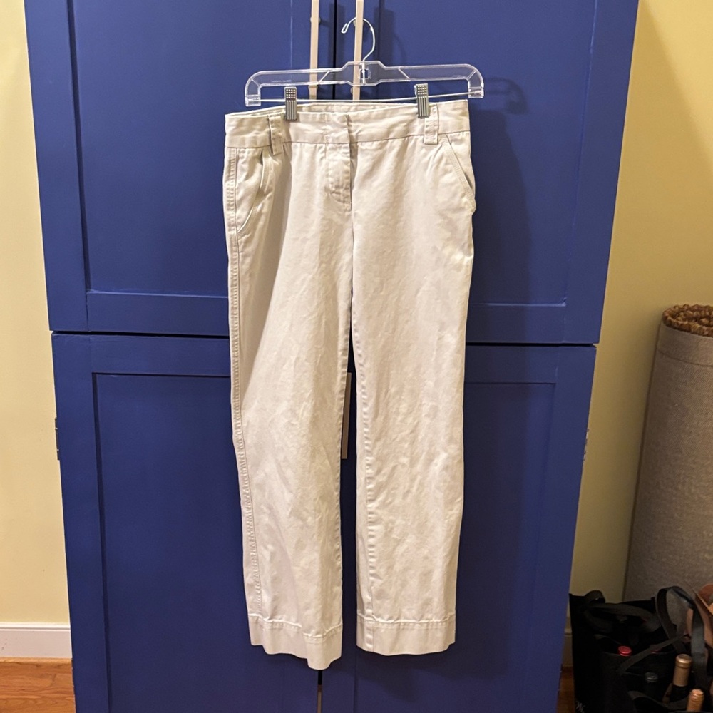 J. Crew Women's Stone Khakis Straight Wide Leg Pants